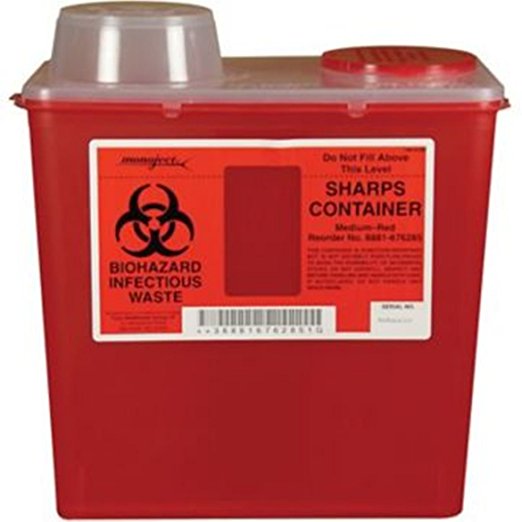 Kendall Healthcare 8881676285 Monoject Sharps Disposable Container Red 8 Quart Kendall Healthcare 8881676285 Monoject Sharps Disposable Container Red 8 Quart